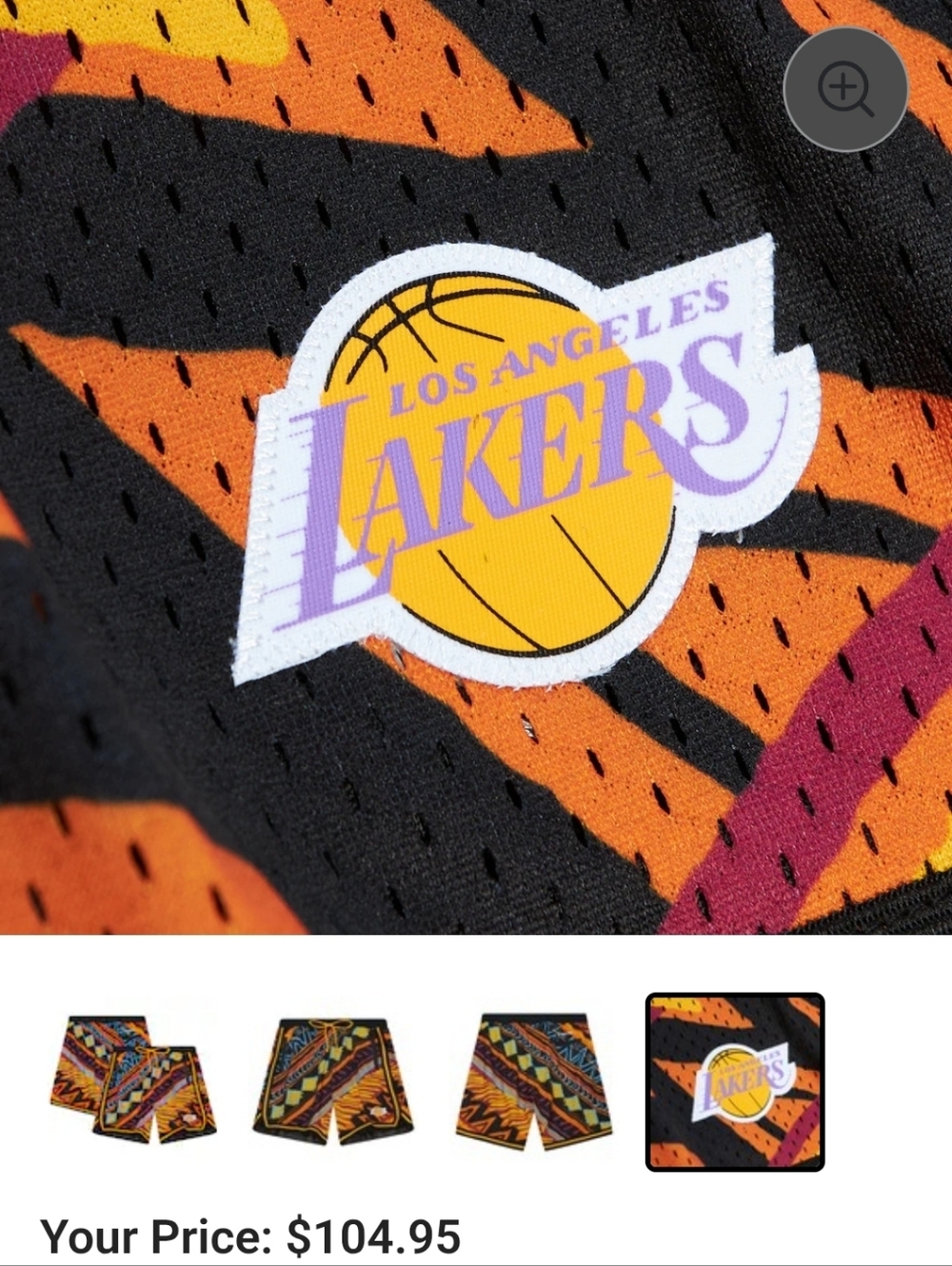 NBA HARDWOOD CLASSICS Mitchell & NESS Lakers Game Day Tribal Pattern Shorts -XXL - Picture 6 of 15